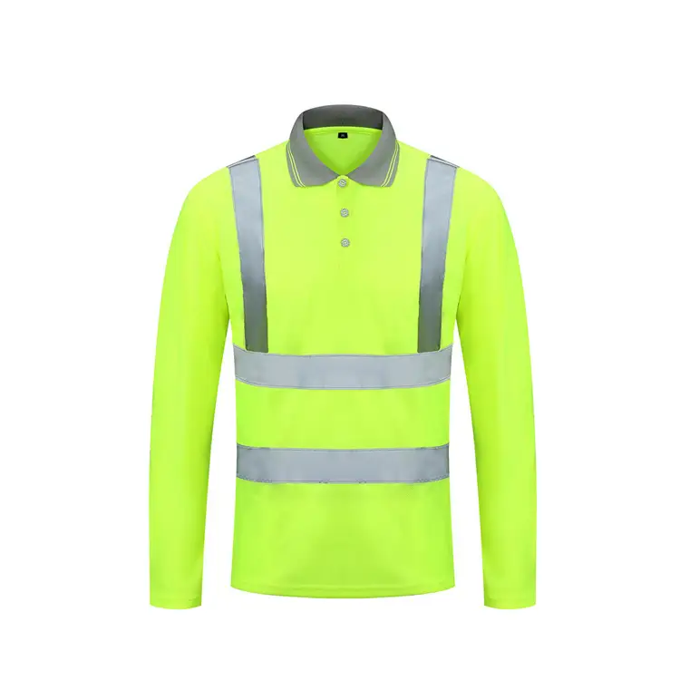 Affordable Long-Sleeve Reflective T-Shirt Men's Polo Shirt Safety Workwear Solid-Color Shirt Uniform 1