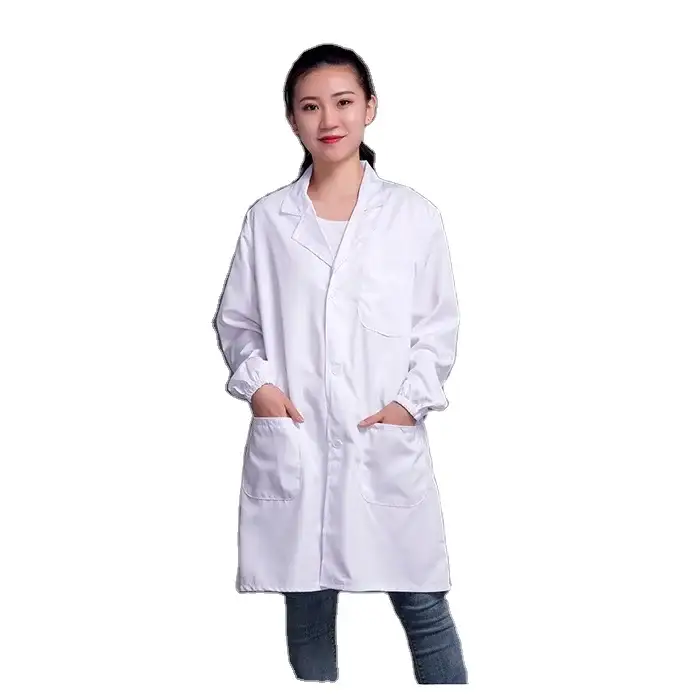 New Custom-Designed Long-Sleeve White Lab Coat Food & Medical Work Uniform 1